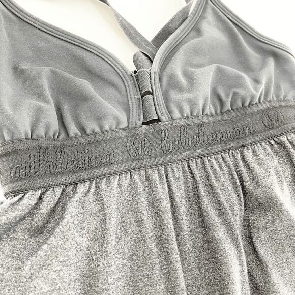 Lululemon Athletica Babydoll Tank Top Womens Size 4 Black Side Ruched Sweetheart - Picture 3 of 4